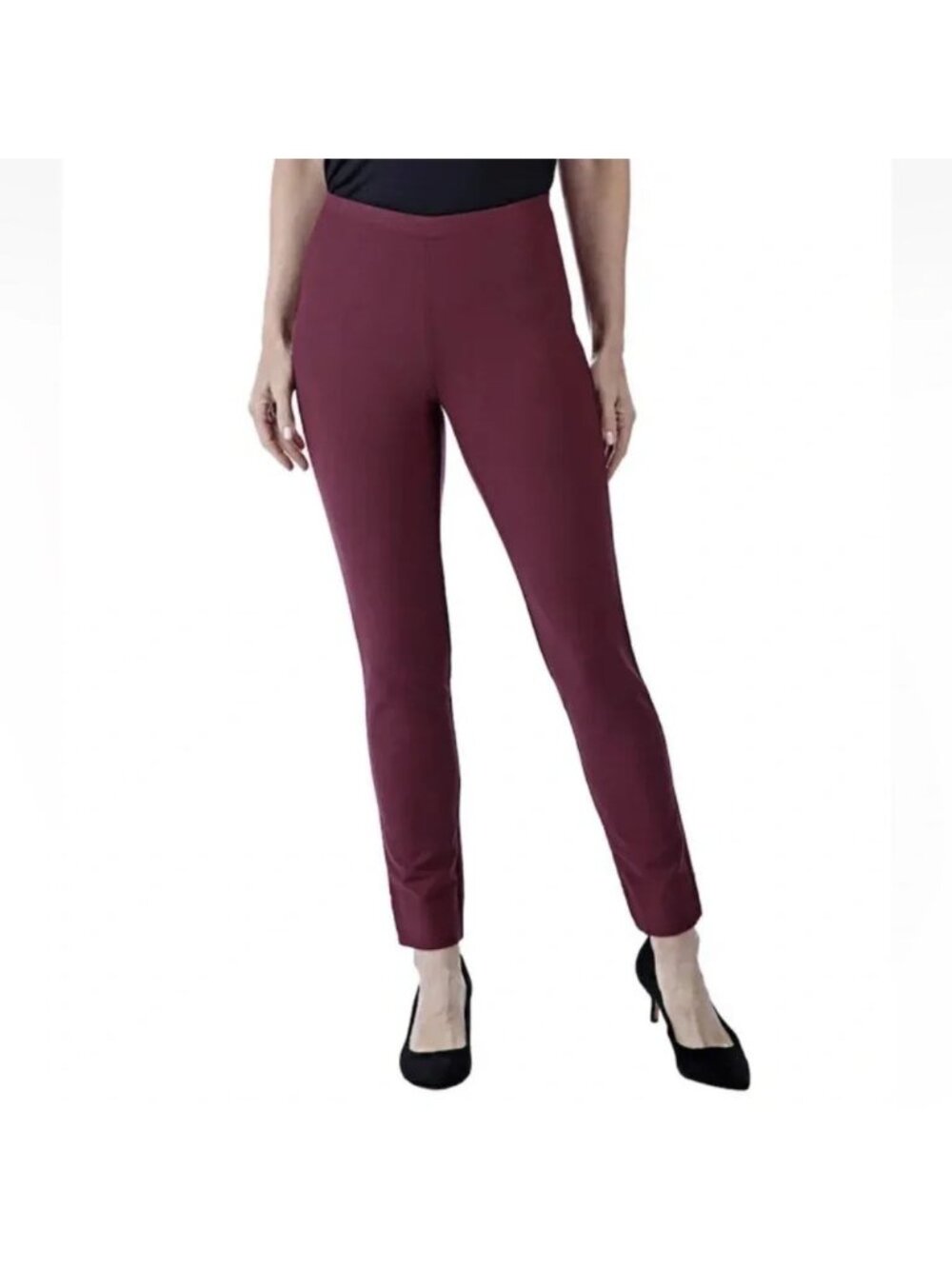 NEW MarlaWynne WynneLayers Burgundy Knit Crepe Stretch Pants - Small